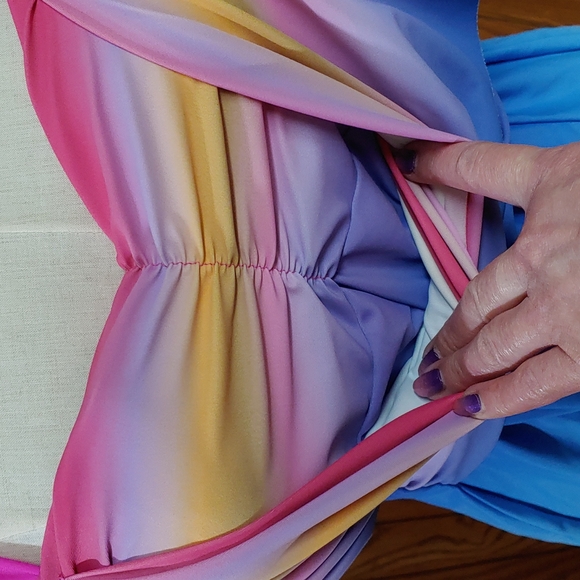 Cover Up and Dress Swimsuit Rainbow Ombre Bra Top NWOT XL - Picture 4 of 14
